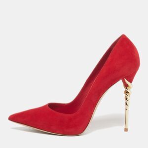 Le Silla Spiral Size 38.5 Red Suede Pumps